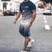 Summer 3D Print Men's Fashion Trend Cool Short Sleeve T-Shirt And Shorts Set European And American Style Hot Selling Version_viptrois.com