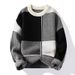 Pure Winter New Thickened Crew Neck Sweater Knitted Geometric Trendy Long Sleeve Base Shirt Men's Cross-Border_viptrois.com