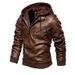 Men's PU Leather Hooded Jacket With Fleece Lining, Slim Fit Winter Coat, Two-Tone Design, Casual Outerwear For Urban Style (S-5XL, Multiple Colors)_viptrois.com