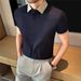 Summer Business Casual Polo Shirt for Men Short Sleeved High End Ice Silk Seamless Collar High Elasticity Top_viptrois.com