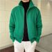 Loom European And American Style Simple High-End Green Stand Knitted Cardigan Unisex Winter Half-High Collar Sweater Men's_viptrois.com