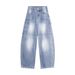 Men's Clothing American High Street Printed Jeans Men And Women's New Style Washed Wide Leg Overalls Casual Straight Long Pants_viptrois.com