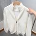 Men's Stand Collar Zip-Up Knit Cardigan – Slim Fit Winter Sweater (Black/Red/Grey/Apricot, M-3XL)_viptrois.com