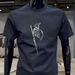 Nueva Verano Impresa Para Hombres Manga Corta, Cuello Redondo, Algodón Puro, Media Manga, Tendencia Juvenil, Ancora_viptrois.com