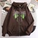 Skull Butterfly Street Hip-Hop Gothic Y2K Black Zipper Hoodie Harajuku Jacket Sweatshirt For Women_viptrois.com