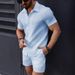 Men's Clothing fashion new men's short sleeved shirt shorts sports leisure beach two piece suit_viptrois.com