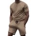 Men's Clothing short sleeve sports casual patchwork round neck fitness suit men's t-shirt_viptrois.com