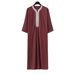Men's Clothing New Robe Short Sleeve Embroidery Navy Blue Men's Muslim Robe_viptrois.com