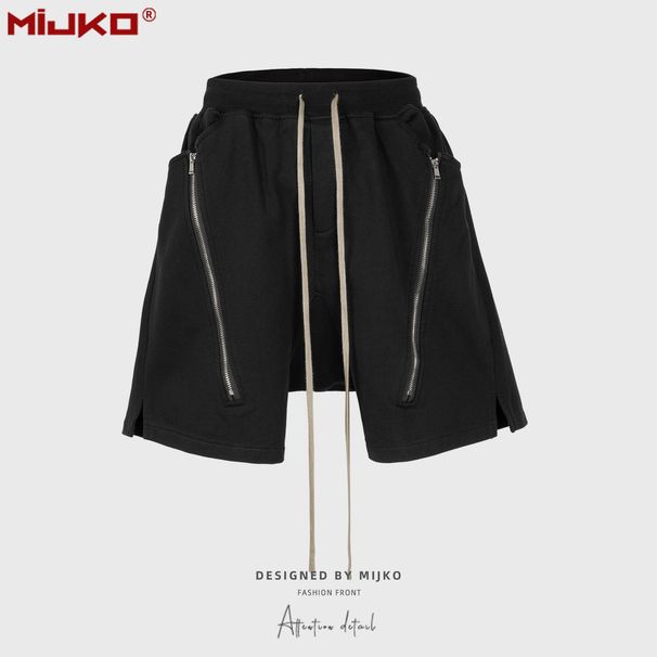 Men's Clothing Men's And Women's Spring And Summer New Double Zipper Stitching Slit Terry Casual Pants Functional Style Slit Niche Shorts_viptrois.com