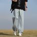 Men's Washed Wide-Leg Jeans – Streetwear Essential, Spring/Summer Loose Straight Fit Denim Pants In Vintage Wash_viptrois.com
