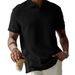 Men's Clothing Men's Solid Color Lapel Front Button Short Sleeved Shirt Casual Daily_viptrois.com