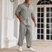 Men's Clothing Commuter Cotton And Linen Suit Casual Button Shirt Short Sleeved Trousers Men's Outing Trend_viptrois.com