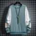 Men's Oversized Casual Sweatshirt Long Sleeve Round Neck Pullover Top With Patchwork Design For Spring Autumn Daily Wear_viptrois.com
