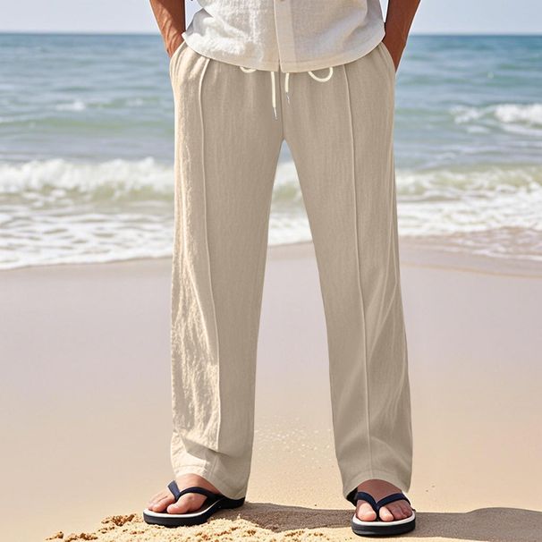 Men's Clothing Linen Breathable Wide Leg Pants For Men In Summer And Autumn Thin Loose Sports Loose Straight Casual Trousers For Men_viptrois.com
