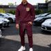 Cross-border American Autumn And Winter Heavy Men's Loose Velvet Tooling Commuter Stand-up Collar Sweater Tooling Sweatpants Two-piece Set_viptrois.com