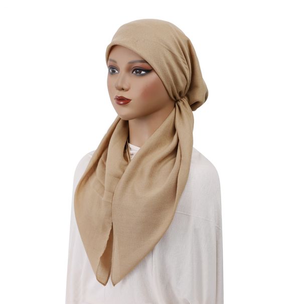 Elastic Turban Hat – Solid Color Pullover Headwrap (Fashionable Arc Wave Design, Cross-Cultural Baotou & Airplane Hat For Women)_viptrois.com