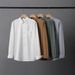 Men's Clothing Heavyweight Long Sleeved Shirt For Men Spring And Autumn Style Pure Cotton High End Casual Solid Color White Shirt Retro Jacket_viptrois.com