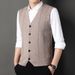 Men's Knit Vest Sleeveless Sweater Waistcoat - Slim Fit Striped Jacquard Design, Lightweight Polyester Blend, Versatile For Casual & Office Wear_viptrois.com