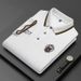 Men's Clothing Short Sleeved T Shirt With Embroidery And Lapel For Dads, Breathable Summer Business Casual_viptrois.com