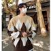 Pure American Retro Diamond Christmas Sweater For Men Winter Trendy Brand High-end Lazy Knitted Loose Couple Top_viptrois.com