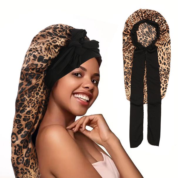 Men's Headwrap Multicolor Leopard Print Wide Striped Sleeping Cap Wide Brim High Elastic Beauty Salon Hair Care Cap Elastic Bun Indian Cap_viptrois.com