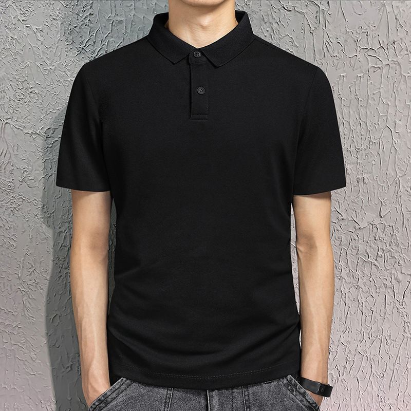 boy Source Manufacturer Turn-down Collar Polo Shirt Summer Solid Color Short Sleeve Loose Casual Business Trendy T-shirt_viptrois.com