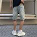 Men's Clothing Summer Mid Length Pants Trendy Brand Patch Hole Five Point Denim Shorts Men Ins Handsome Trendy Half Length Pants Youth Five_viptrois.com