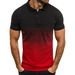 2023 Men's Fashion Casual Sports T-Shirt European And American Summer Turn-down Collar 3D Gradient Short Sleeve_viptrois.com