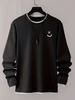 Monochrome Man- Cross-Border Hot-Selling Spring Autumn Round Neck Cotton Sweatshirt Casual Smiley Icon Simple And Elegant_viptrois.com