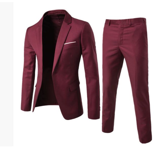 Men's Slim Fit Wedding Suit Set – Single-Breasted Notch Lapel Blazer & Pants (S-5XL) | Polyester Formal & Business Attire_viptrois.com