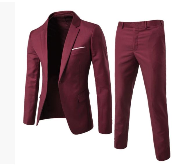 Men's Slim Fit Wedding Suit Set – Single-Breasted Notch Lapel Blazer & Pants (S-5XL) | Polyester Formal & Business Attire_viptrois.com