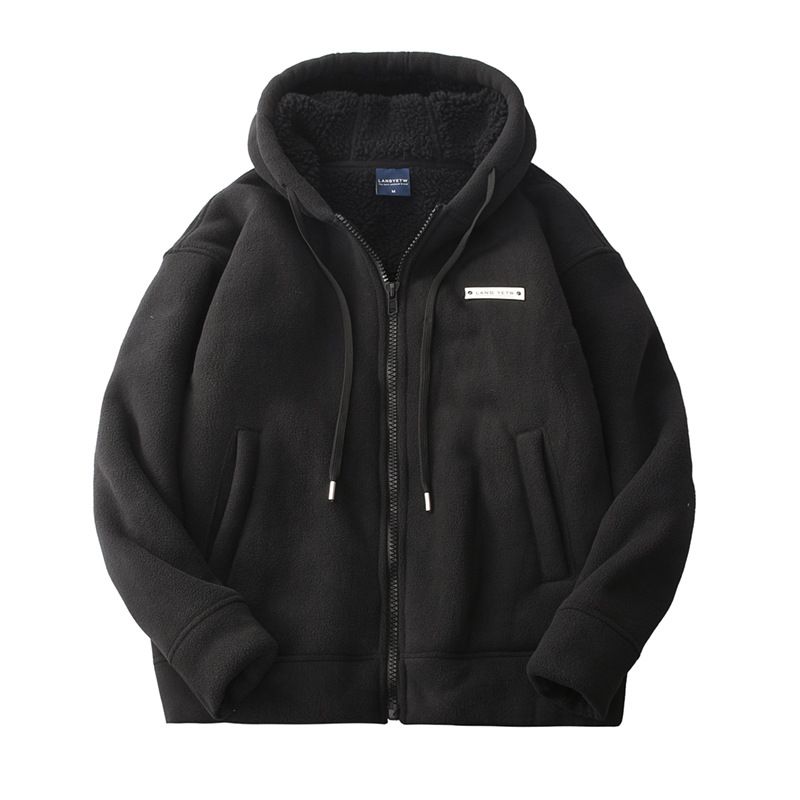 550G Heavy-duty Double-sided Fleece Cotton-padded Jacket Men's Winter Fleece Thickened Lamb Fleece Zipper Sweater Trendy Cotton Jacket_viptrois.com
