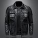 Men's Clothing Jacket Casual Leather Men's Biker Jacket Slim PU Leather Jacket With Lapel_viptrois.com