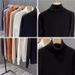 Pure Black Sweater Men's Autumn And Winter New Casual Stretch Bottoming Shirt Slim Youth Turn High Coll Fleece-lined_viptrois.com