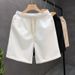 Men's Clothing Summer Five Point Casual Shorts Men's Fashion Handsome Loose Straight Casual White Outer Wear Sweatpants Trend_viptrois.com