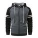Men's Color-Block Hooded Sweatshirt - Thickened Polyester Zip-Up Jacket For Gym & Casual Wear Fashion Trends_viptrois.com