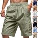 Men's Loose Linen Shorts Summer Wear Solid Color American Five Point Beach Leisure Shorts For Men_viptrois.com