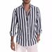 Men's Clothing Long Sleeved Lapel Striped Shirt Loose Shirt_viptrois.com