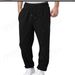 Men’s Fleece Sweatpants – Loose Fit Casual Pants For Autumn & Winter, Soft & Warm (Black/White/Gray/Green/Navy/Camel, S-3XL)_viptrois.com