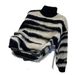 Men's Oversized Color Block Knit Sweater - Retro Striped Pullover, Unisex Casual Crewneck Jumper For Winter (Black/Blue)_viptrois.com