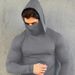 Men's Clothing Outdoor Sports High Elastic Quick Drying Cycling Training Tight High Collar Hooded Long Sleeved Sweatshirt_viptrois.com