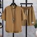Men's Clothing Fashion Suit Waffle Short Sleeved T Shirt Trendy Loose Trendy Sports Casual Two Piece Suit_viptrois.com
