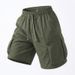 plus Size Loose Fit Casual Shorts for Men Thin Ice Silk Multi Pocket Cargo Pants_viptrois.com