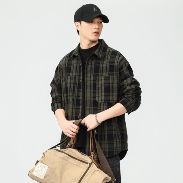Nordmann 2025 Autumn New Japanese Retro Cotton Plaid Men's Shirt Loose Plus Size Trendy Brand Casual Jacket_viptrois.com