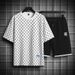 Men's Clothing Sports Shorts Full Print Simple Casual Versatile Two Piece Suit_viptrois.com