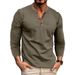 2025d 2024 Autumn Winter Long Sleeve Henley Shirt Men's Solid Color T-Shirt_viptrois.com