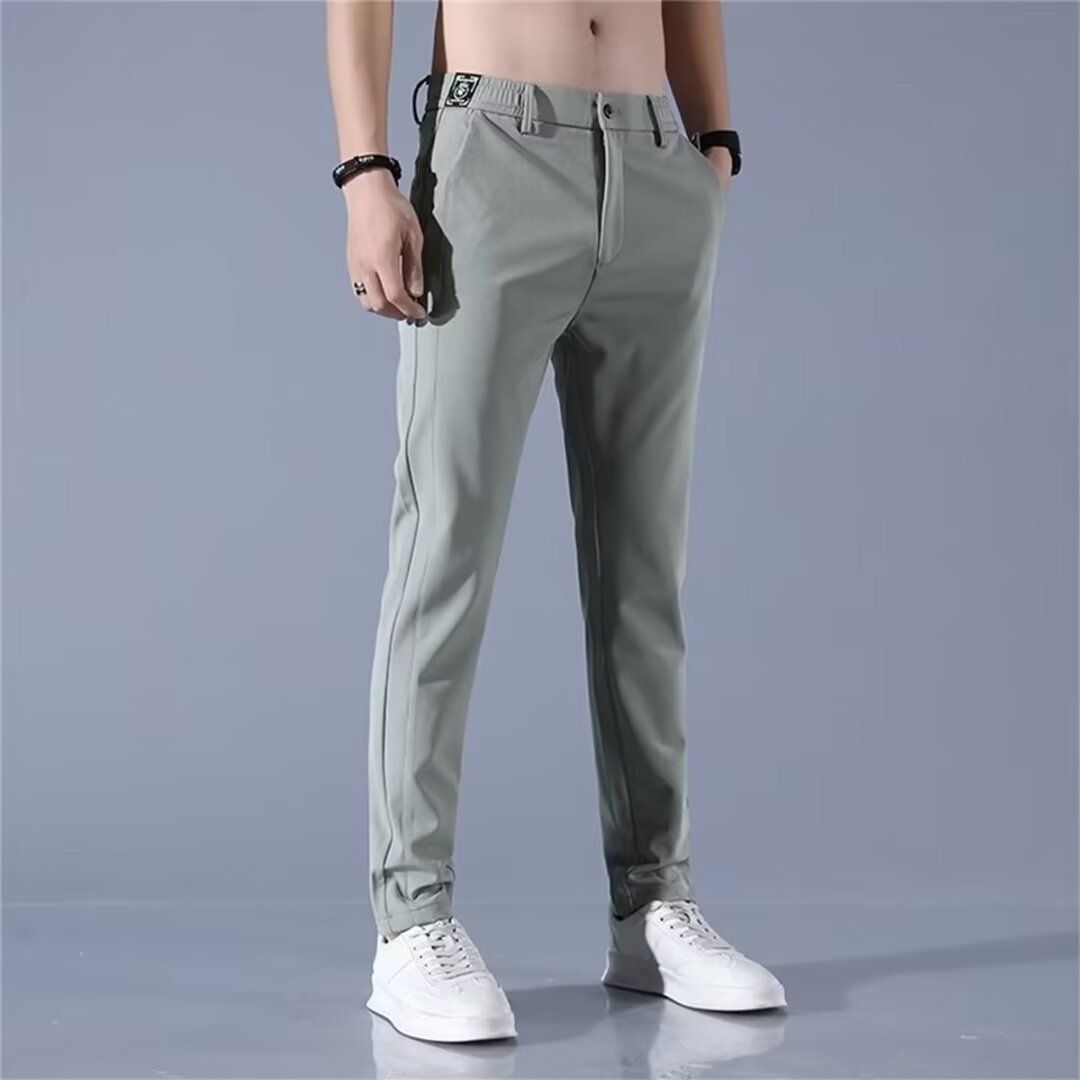 Men's Summer Thin Casual Trousers Loose Fit Ice Silk Quick Drying Straight Leg Pants_viptrois.com