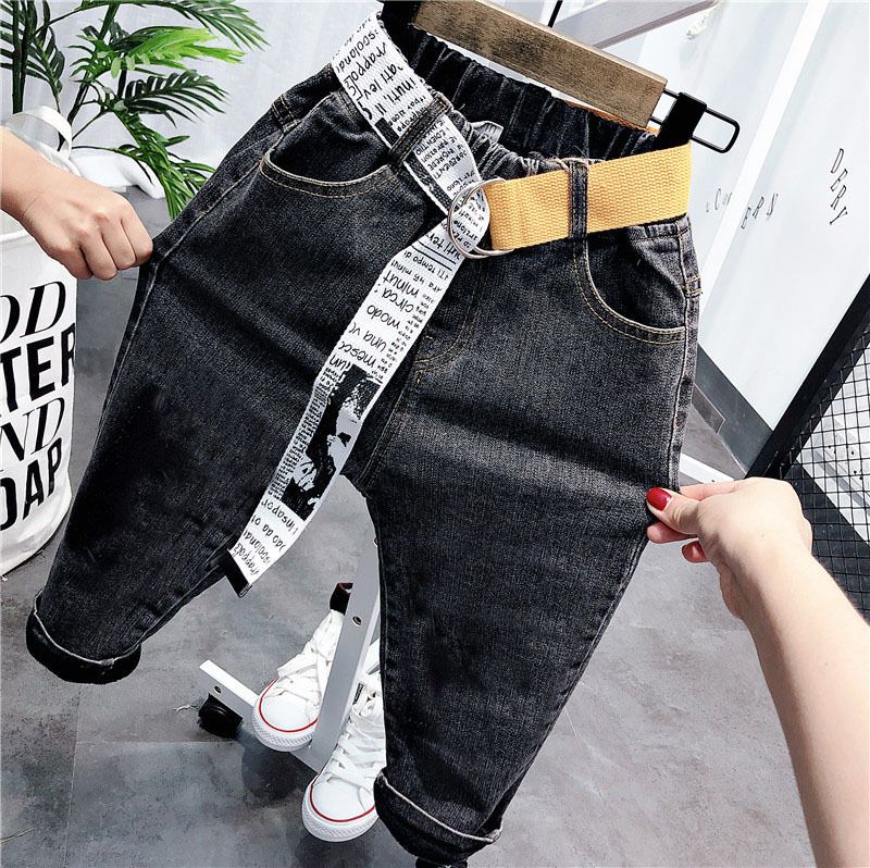 Children's Spring And Autumn Jeans New Style Baby Wear Trousers Slightly Elastic Straight Slim Version Single Trousers A12352_viptrois.com