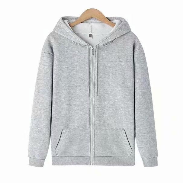 Men's Clothing Zippered Cardigan Hooded Sweatshirt Loose Plus Velvet Thickened Fashion Trend Simple Casual Sweatshirt Jacket_viptrois.com