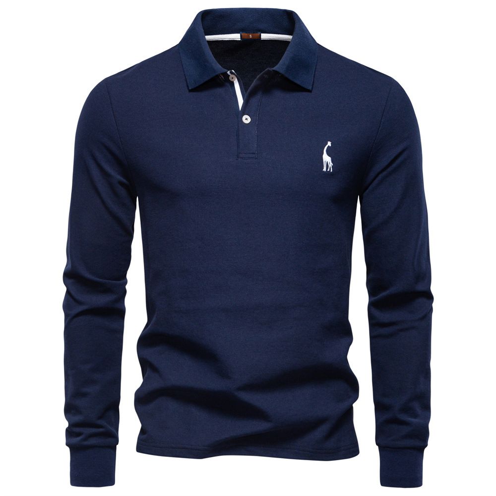 2025 Autumn Men's Solid Color Long Sleeved Polo Shirt Lapel Casual Tops Lapel Versatile High Quality Polo Men_viptrois.com